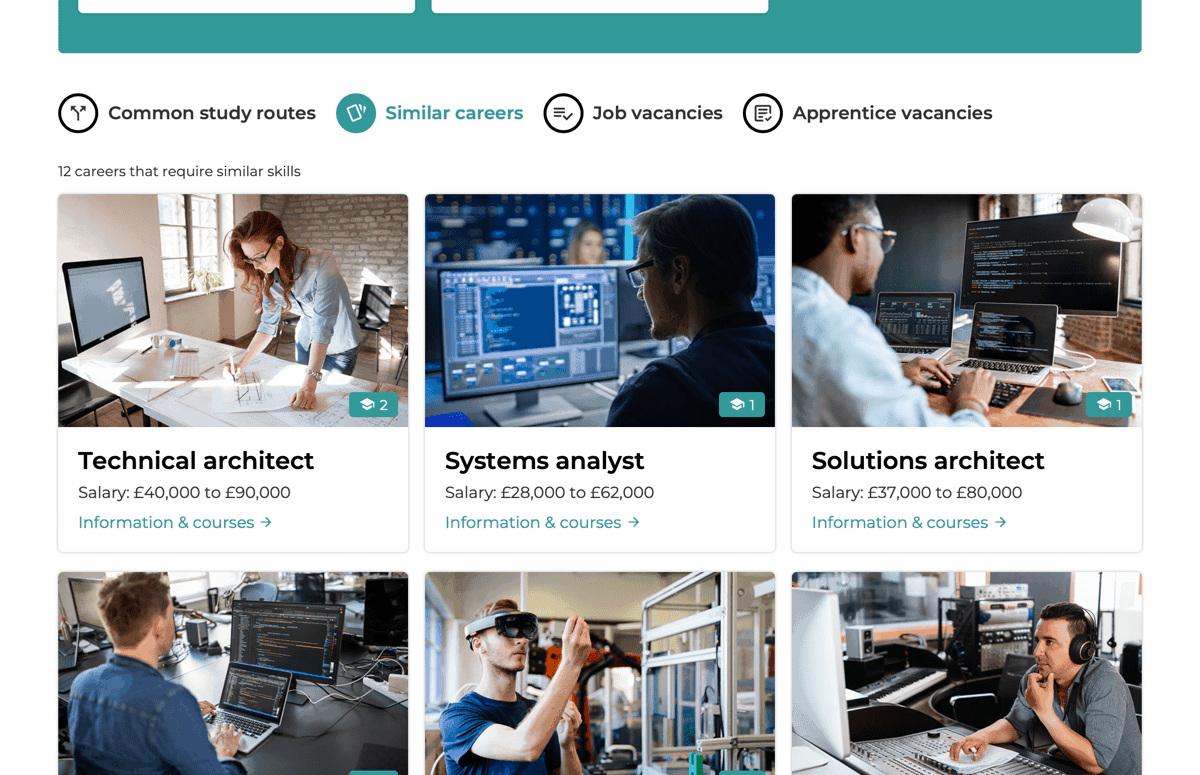 Pathways Explore: similar careers